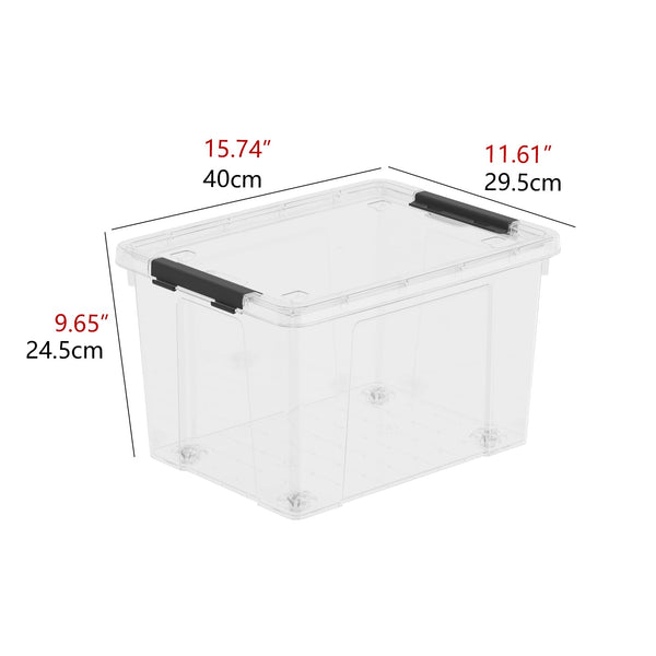 Kiddream 4-pack 24 Quarts Clear Latching Box, Plastic Storage Bins with Wheels