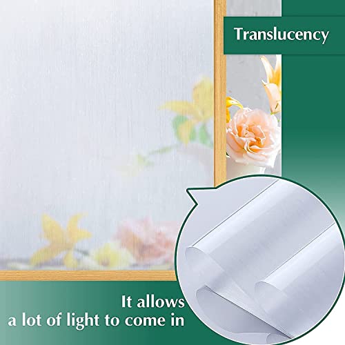 Privacy Window Film No Glue Frosted Glass Sticker for Home Office Static Anti-UV Window Paper Decorative Window Covering for Bathroom (Silver Silk, 17.5" x 78.7")