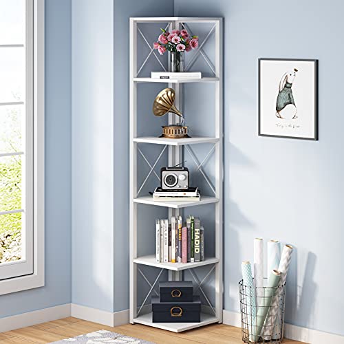 Tribesigns Corner Shelf, 5 Tier / 6Tier Corner Bookshelf Bookcase