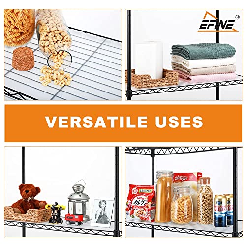 Catalina Creations EFINE 4-Shelf Shelving Units and Storage on Wheels, NSF Certified, Adjustable Carbon Steel Wire Shelving Unit Rack for Garage, Kitchen, Office, Black (50H X 30W X 14D)