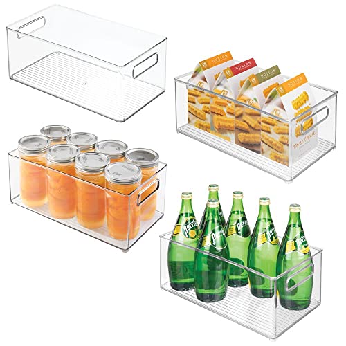 mDesign Plastic Deep Storage Bin Box Container with Lid and Built-In  Handles - Organization for Fruit, Snacks, or Food in Kitchen Pantry,  Cabinet, or