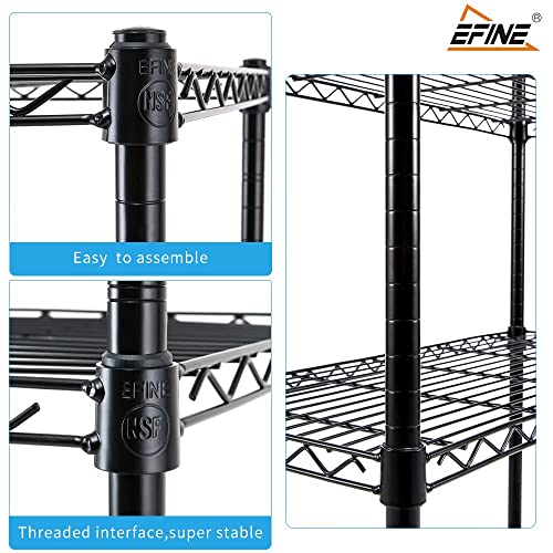 Catalina Creations EFINE 4-Shelf Shelving Units and Storage on Wheels, NSF Certified, Adjustable Carbon Steel Wire Shelving Unit Rack for Garage, Kitchen, Office, Black (50H X 30W X 14D)