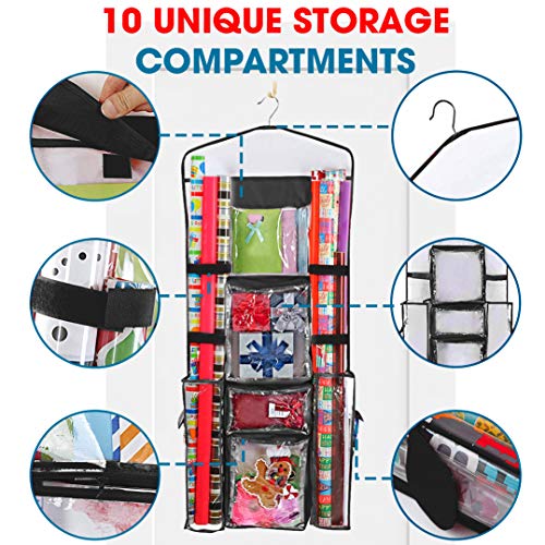 Hanging Double-sided Wrapping Paper Storage Bag With Multiple Pockets To  Organize Your Gift Packaging, Gift Bags, Bows, Ribbons 40 Inches X17 Inches  S