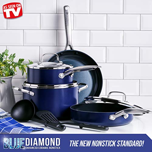 Blue Diamond Cookware Ceramic Nonstick Frying Pan Skillet with Lid