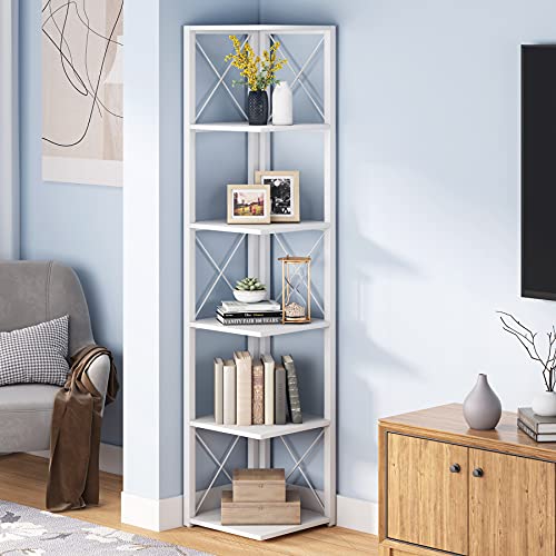 6Tier Corner Shelf Stand Living Room Corner Bookshelf Storage Display Rack  Decor
