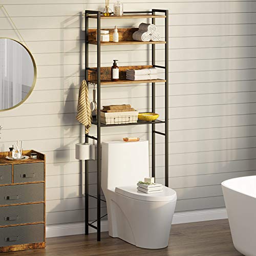17 Stories Xiamara Rustic Brown 3 Shelf Bathroom Space Saver Over The Toilet  Storage Cabinet Freestanding Rack & Reviews